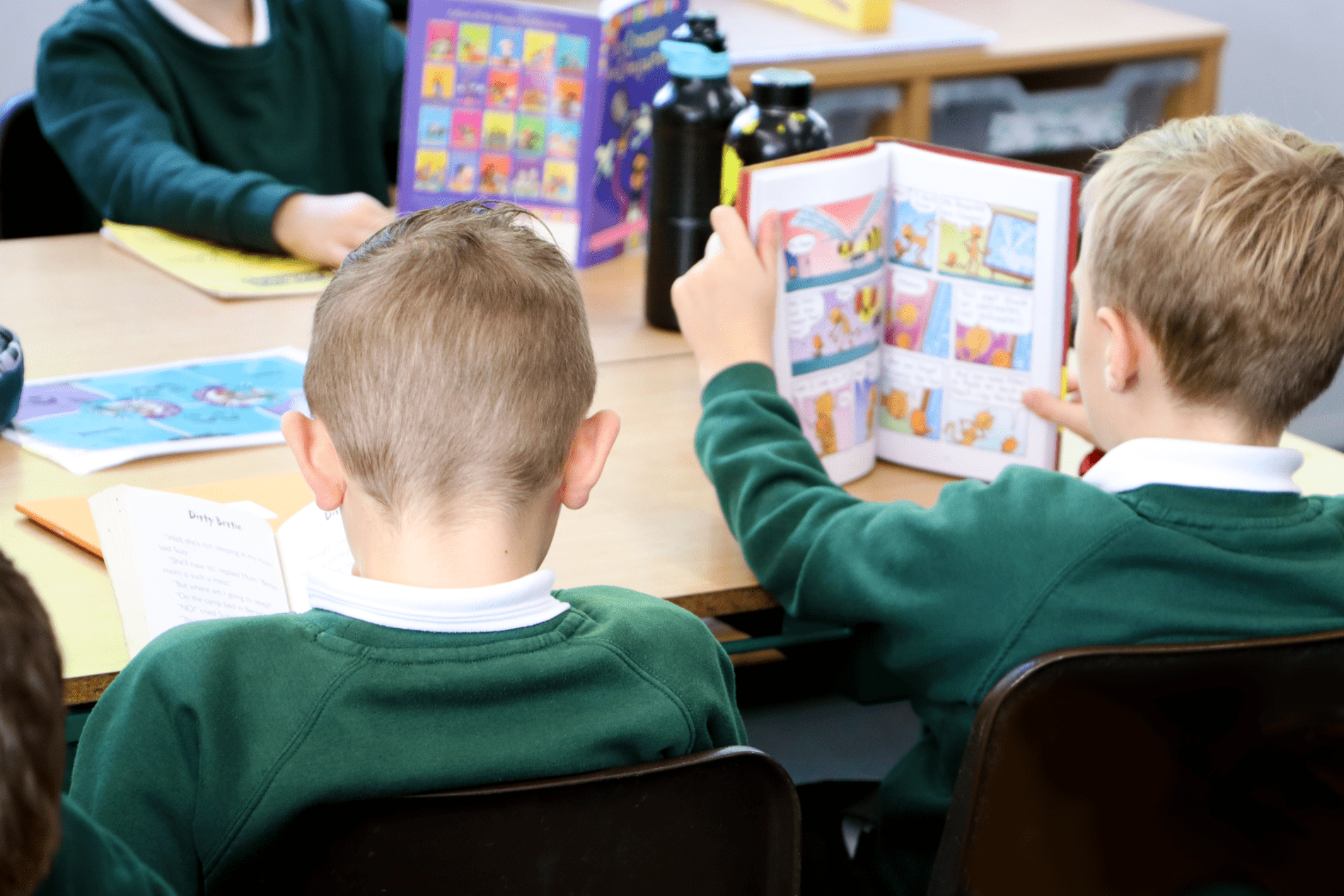 pupils reading in class shorne cofe primary school
