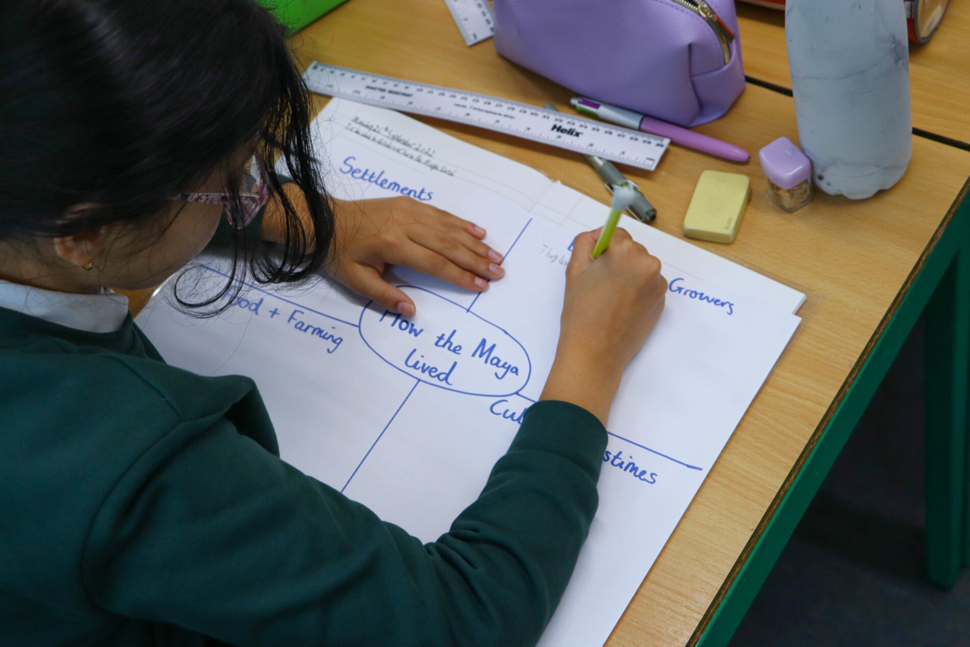 IMG_4153 pupil creating a mindmap about Maya History