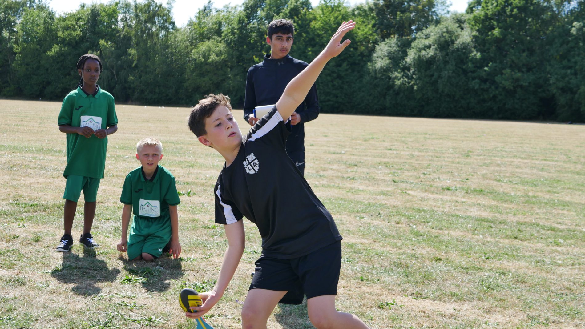 P1140547 PE activities at shorne primary school taking part in Aletheia Academies Trust Sports Day doing Nerf throws