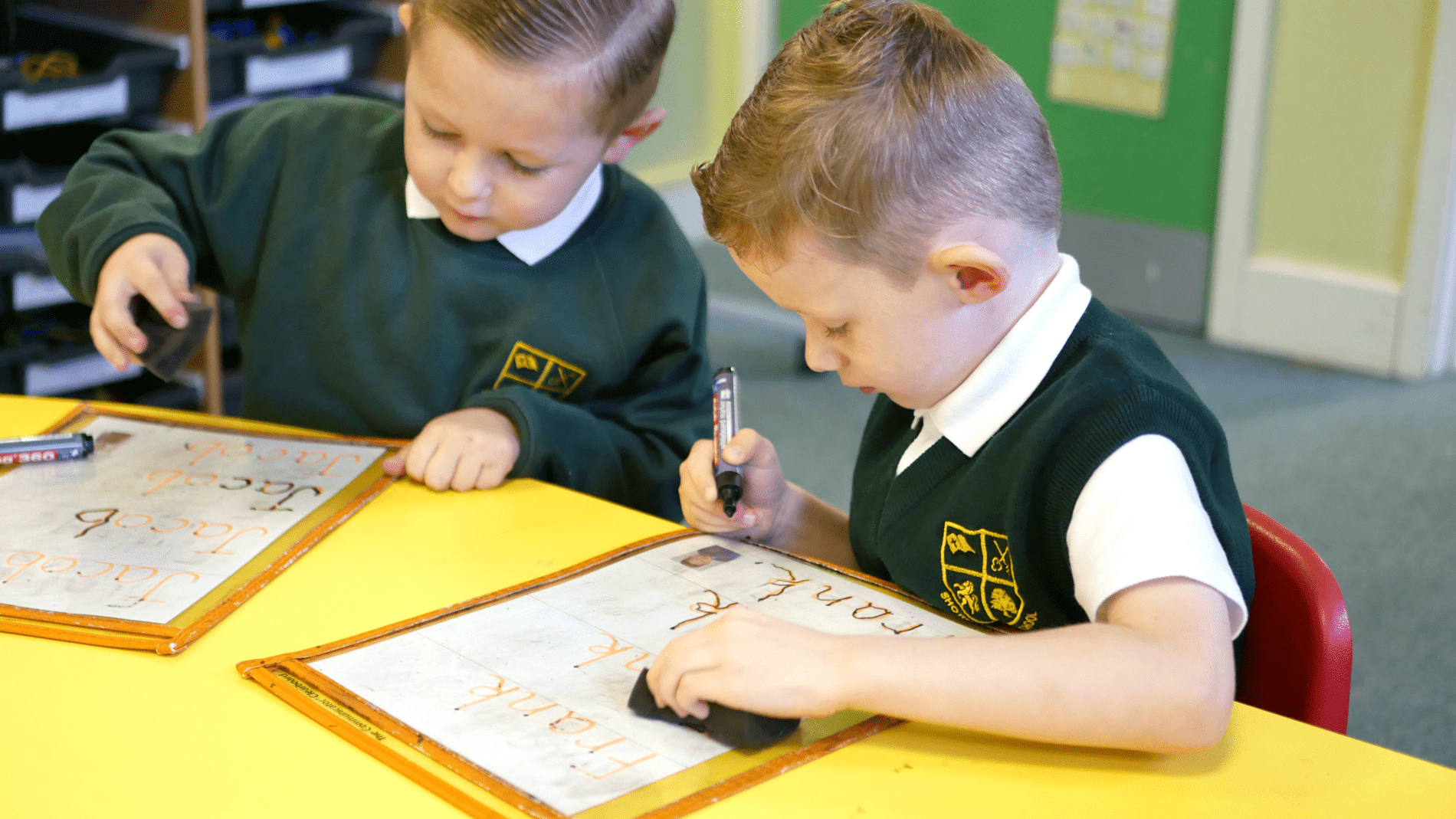 P1170813 pupils praticing their handwriting in eyfs at shorne primary school