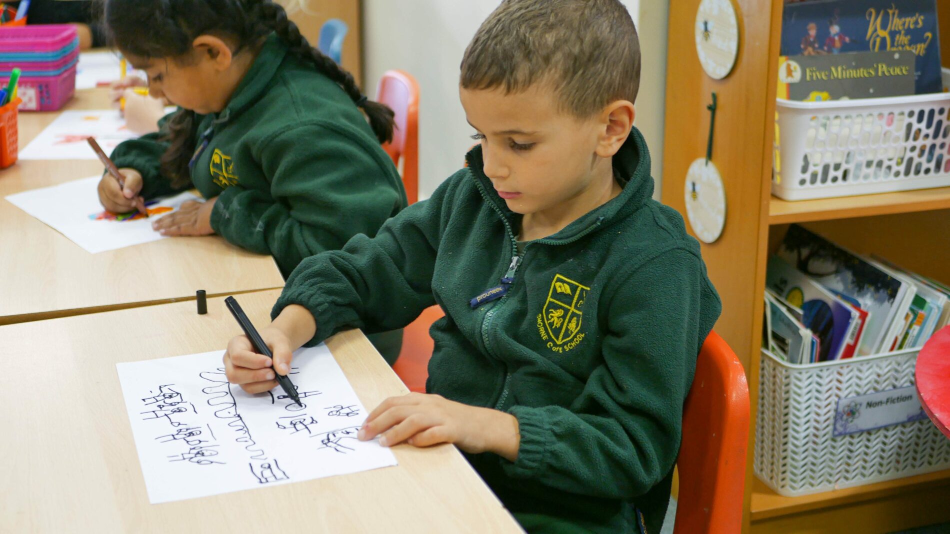 P1170833 Pupil drawing in an art lesson at school