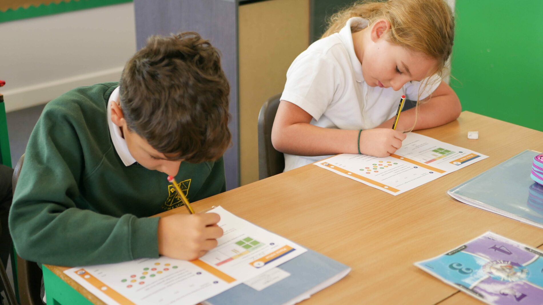 P1180023 pupils doing a maths test at shorne primary school