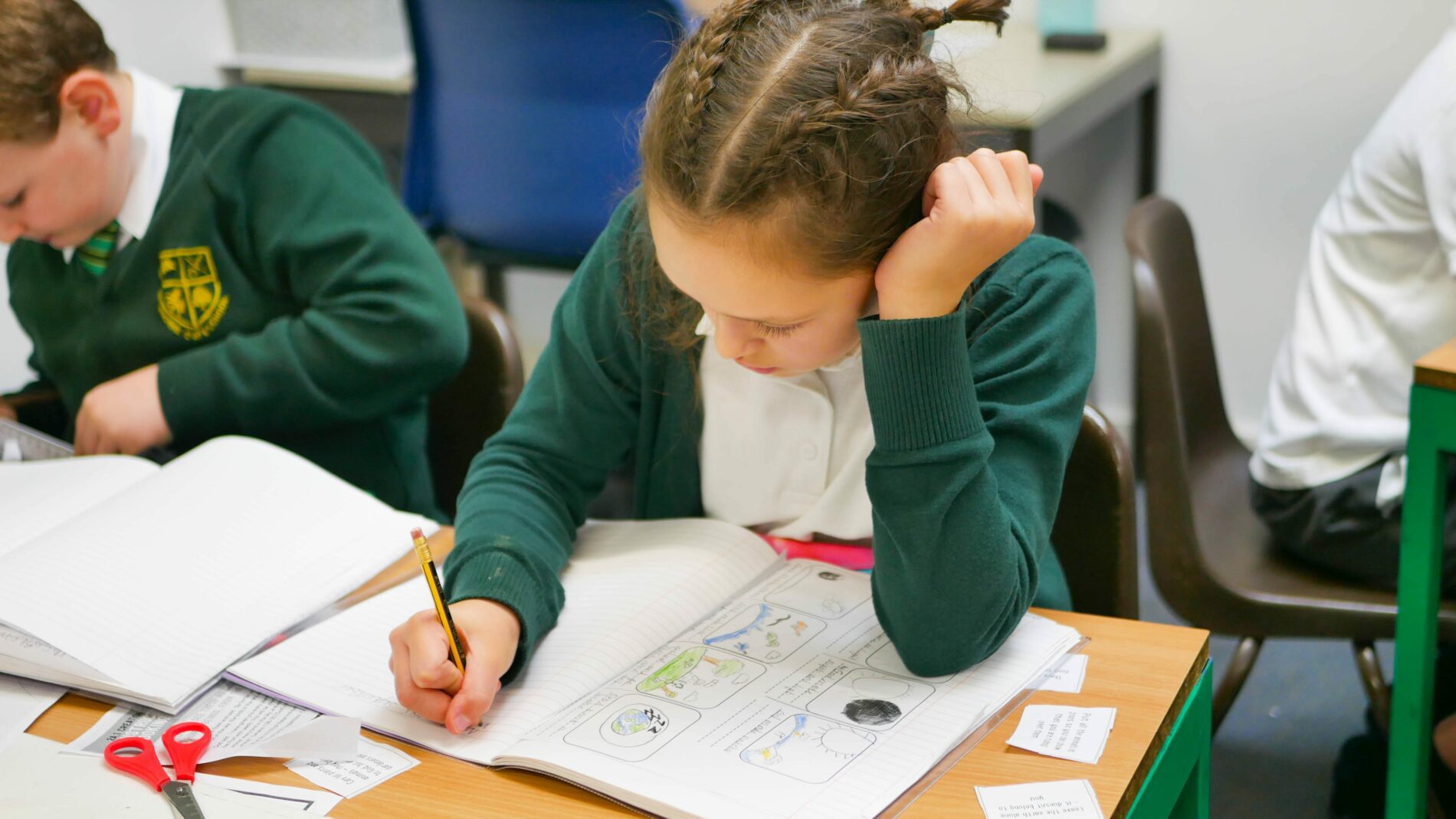 P1180171 child drawing RE events in lesson